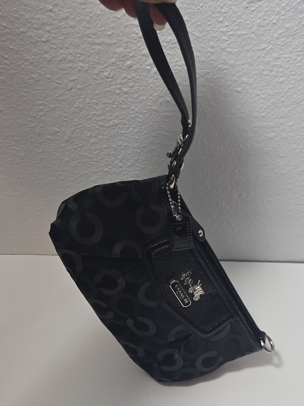 Coach Black Signature Wristlet with Silver Hardware - Picture 3 of 5